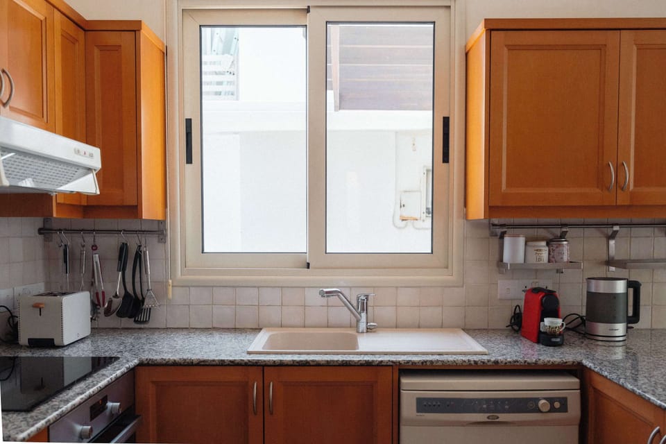A fully equipped kitchen with everything you need for home cooking throughout your stay.