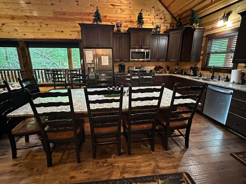 Kitchen with seating for 10