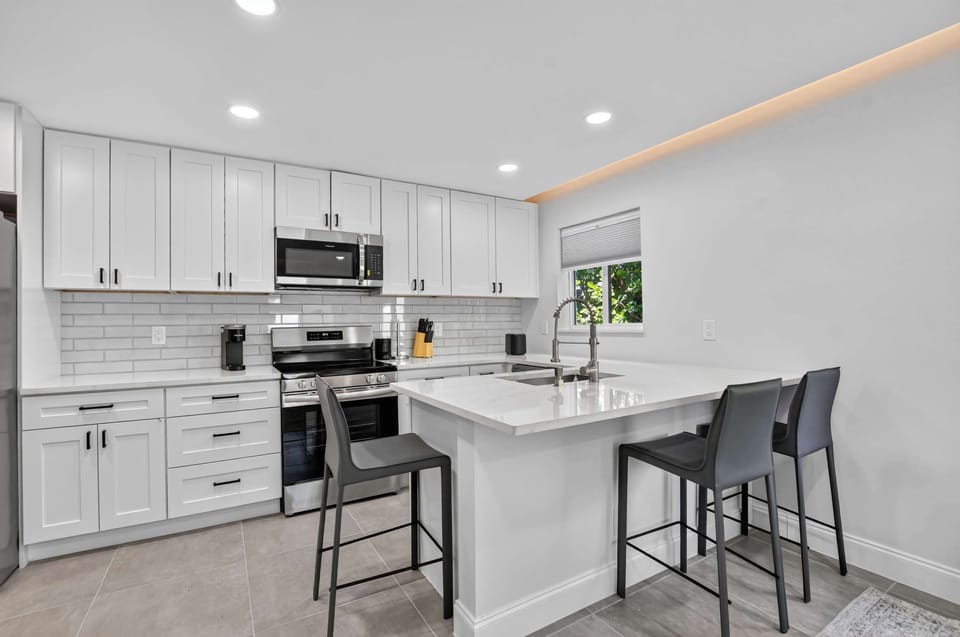 Comfortable counter seating overlooking the kitchen