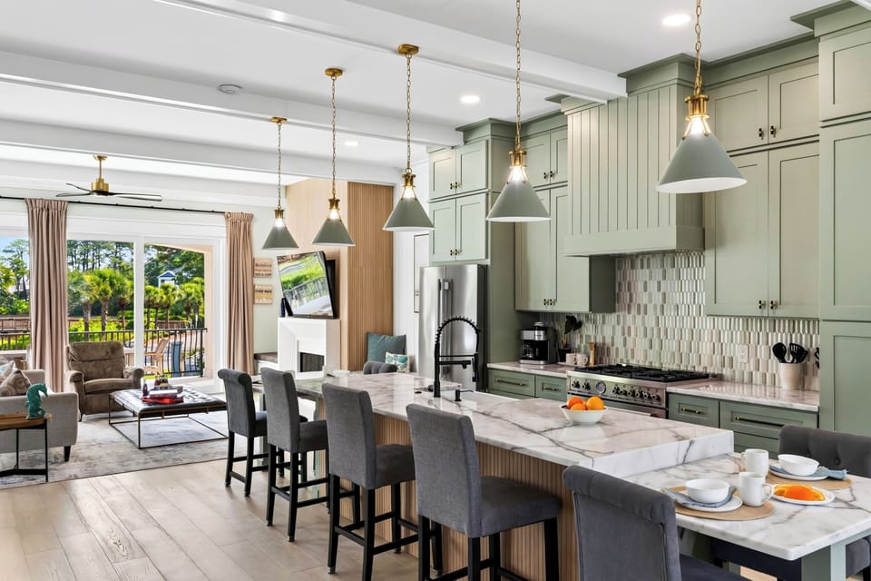 Gather for memorable meals around the spacious dining table, with seating for eight and plenty of natural light.