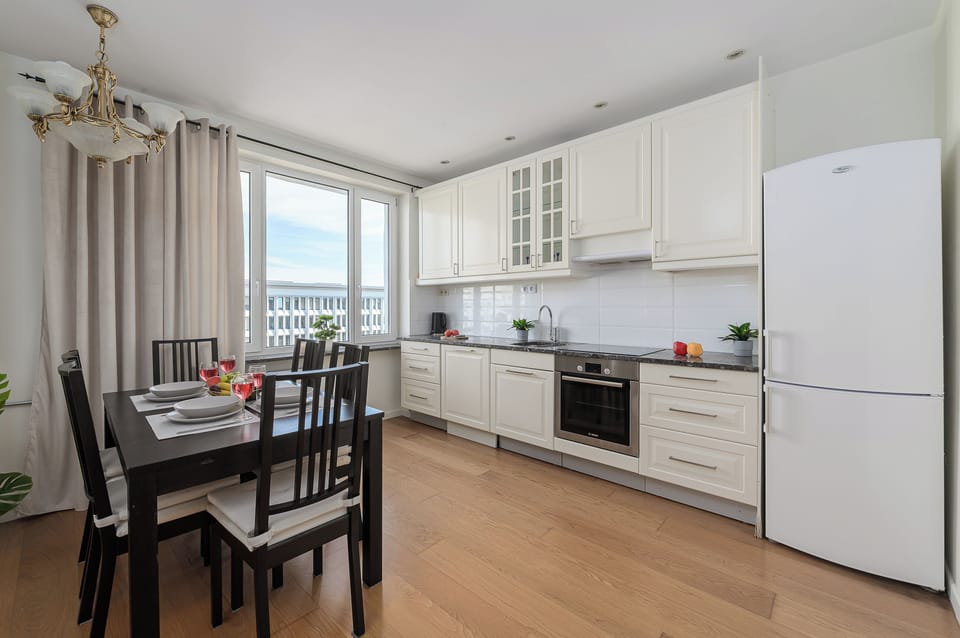 Superior Apartment, City View | Private kitchen | Highchair, griddle, eco-friendly cleaning products, freezer
