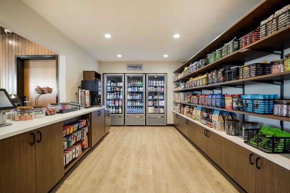 Snack shop with drinks, snacks, and easy grab items
