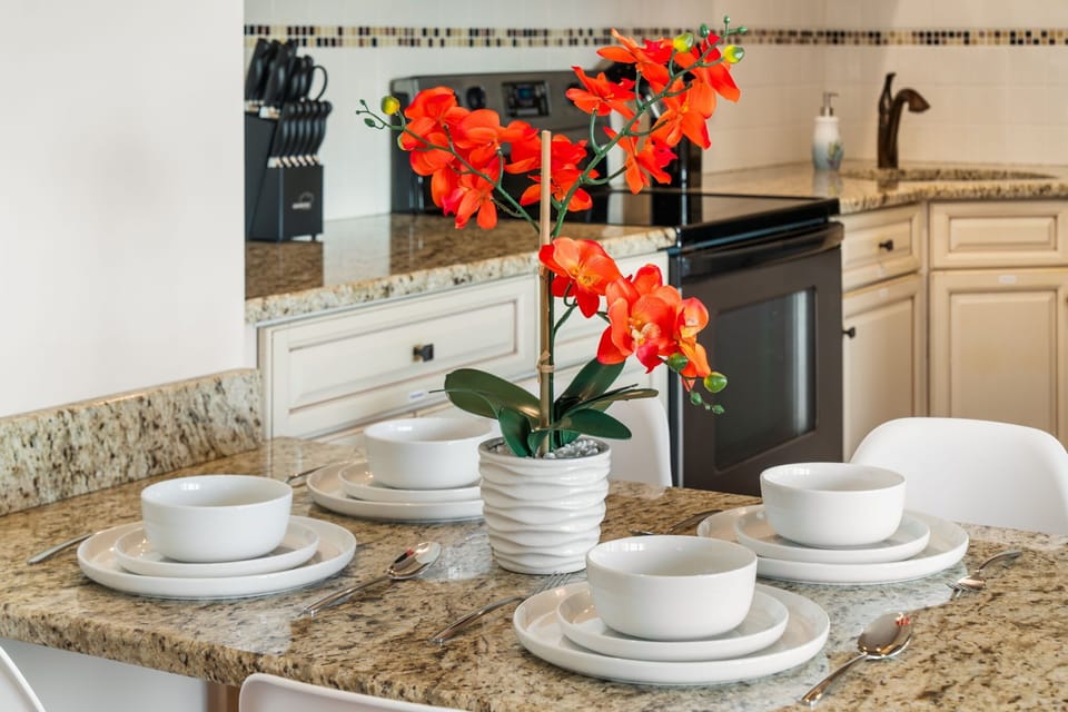 Enjoy an easy meal at home before heading out to explore the neighborhood.