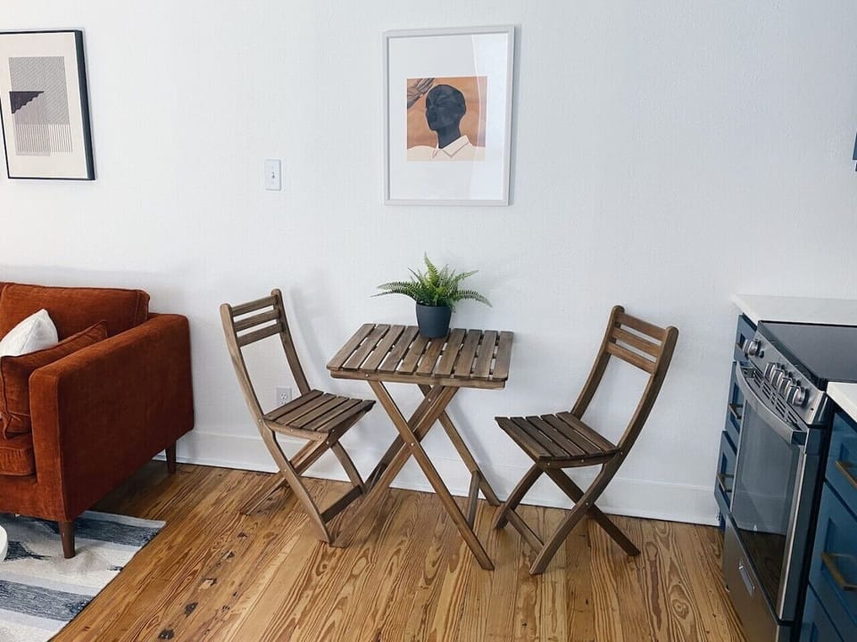 This dining area is located off the kitchen