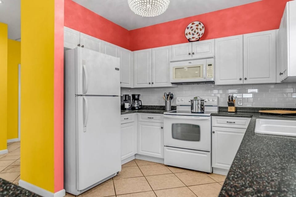 Whip up vacation meals in a cheerful kitchen designed for easy, breezy beach cooking.