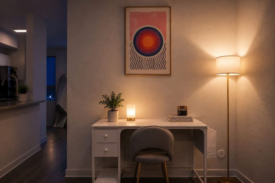 Work space at night