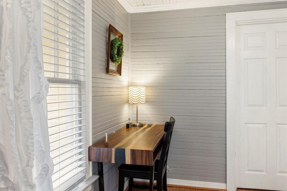 desk in dining area