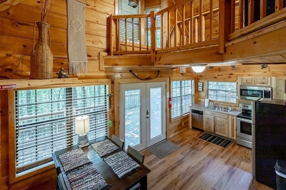 Open concept dining table and kitchen