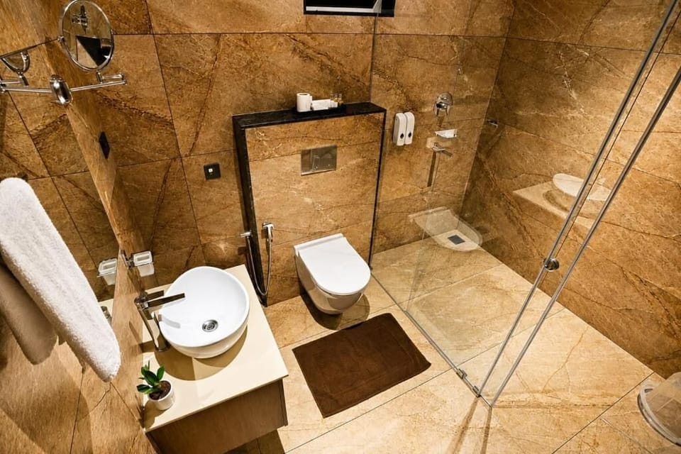 Shower, free toiletries, hair dryer (on request), towels