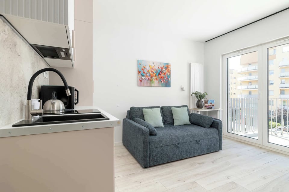 You can relax on the sofa, which can be turned into a double bed.