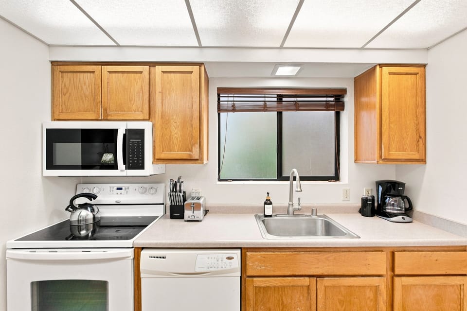 Your fully equipped kitchen features everything you need to prepare memorable meals, from a microwave and coffee maker to a stove and dishwasher.