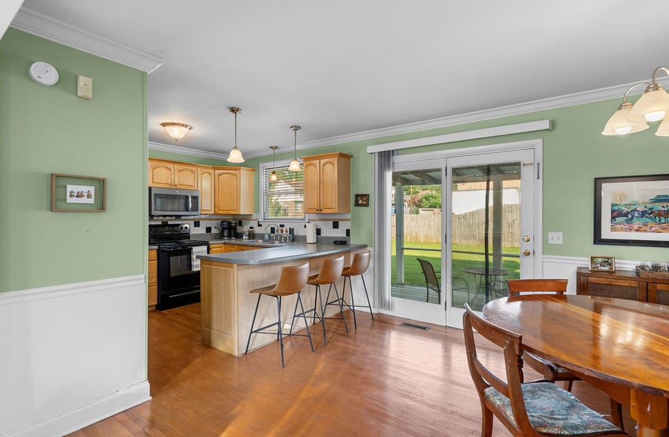 Cook and socialize easily in a bright kitchen with plenty of counter space.