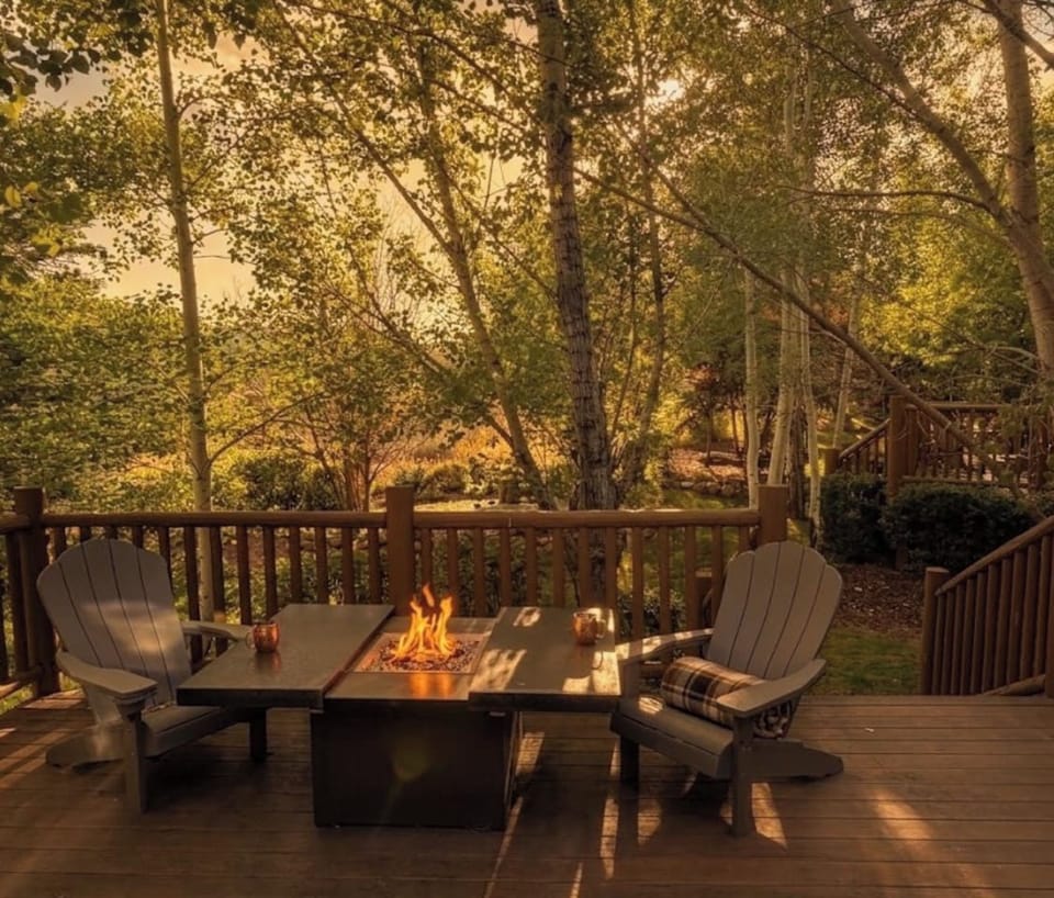 Back deck with fire table