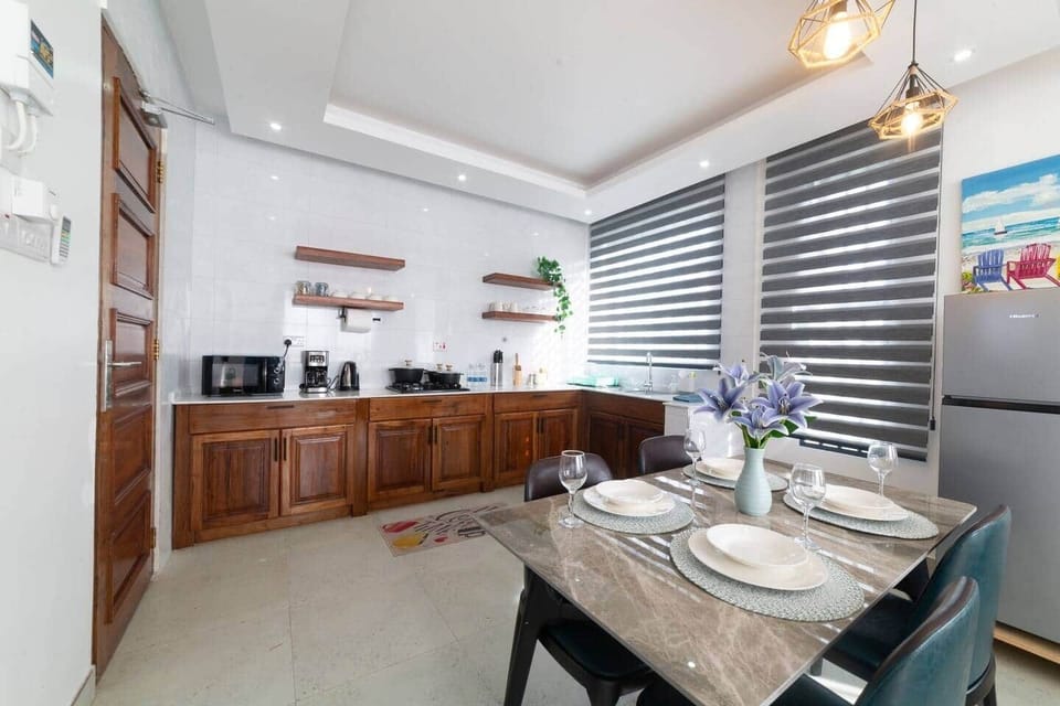 We have Microwave, toaster, gas stove, water kettle, coffee maker and more .