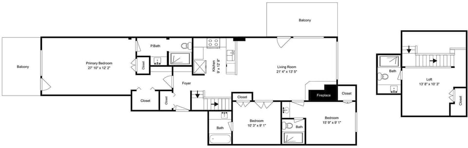 This detailed floor plan shows the property's spacious layout, including multiple bedrooms, bathrooms, a generous living room, and balconies for enjoying fresh air and views.