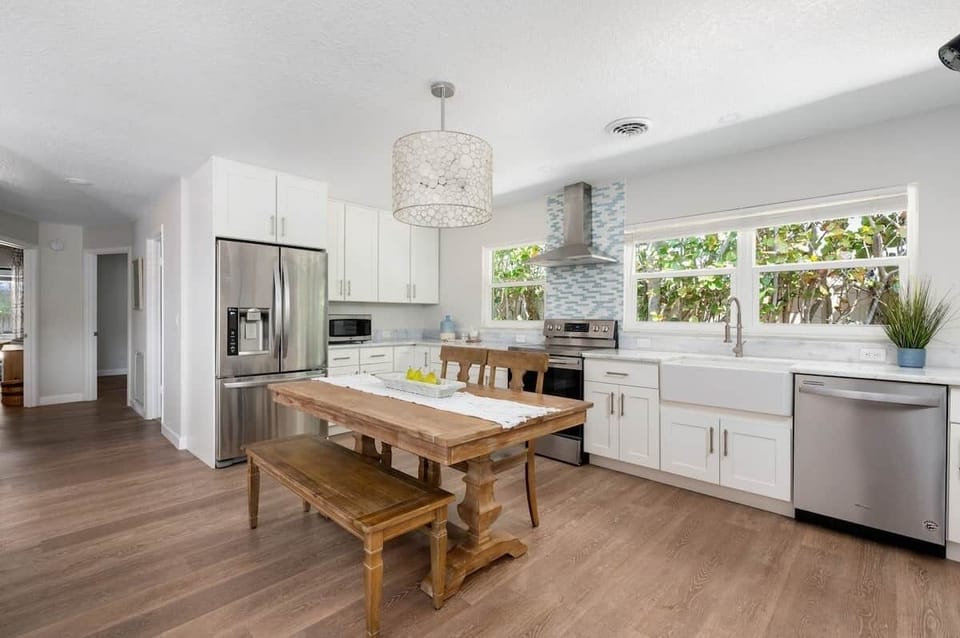 Large open kitchen/dining area
