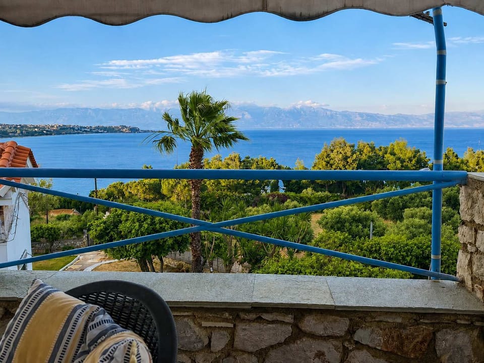 Private furnished balcony with beautiful sea views, perfect for breakfast or an evening drink.