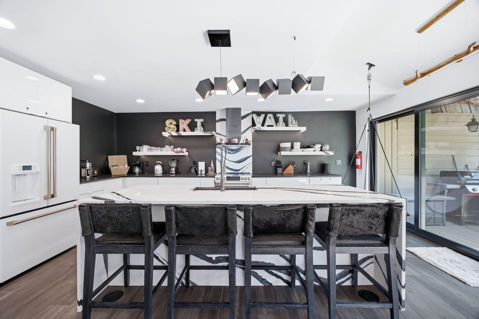 Stylish chef’s kitchen with oversized island
