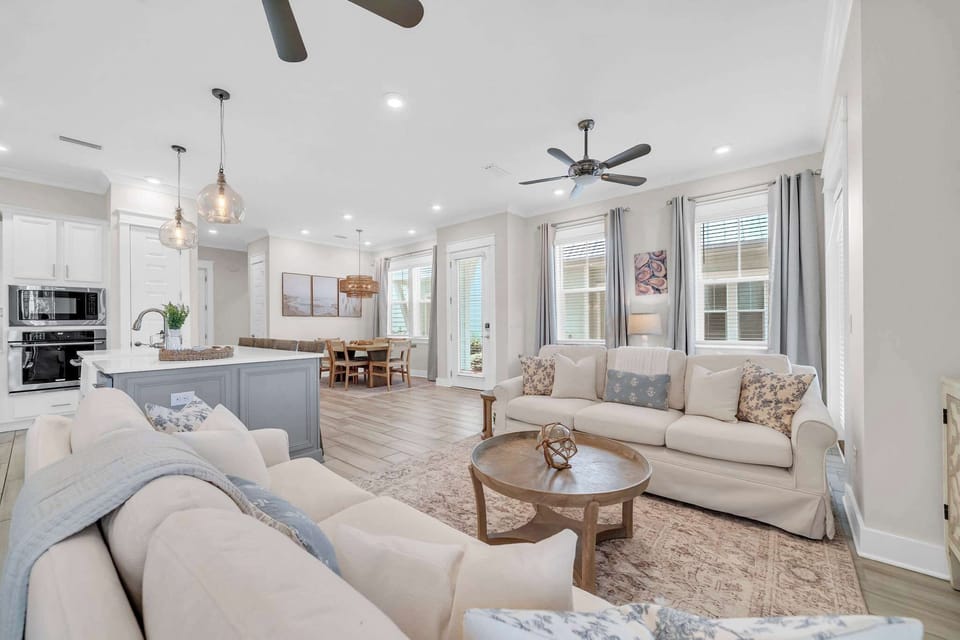 First floor open concept living and dining