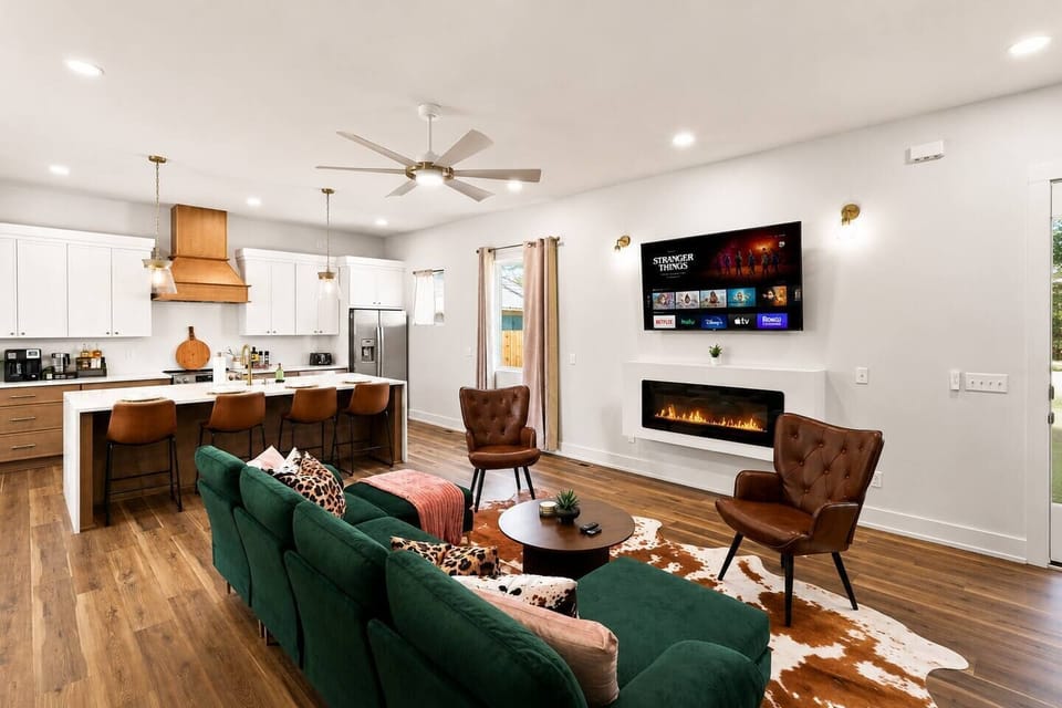 Enjoy our electric fireplace while streaming your favorite shows or movies