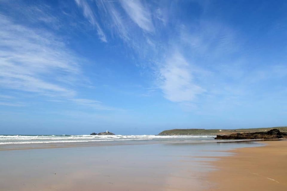 Beach view across St Ives Bay near Lighthouse View in Cornwall