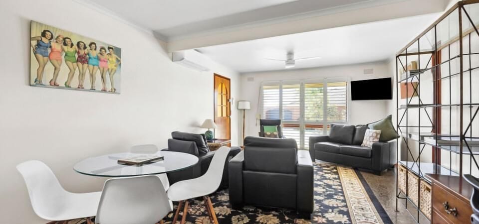 Spacious open-plan living and dining area.
