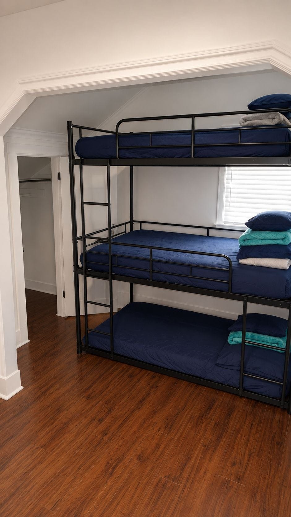 Premium bedding, down comforters, memory foam beds, laptop workspace
