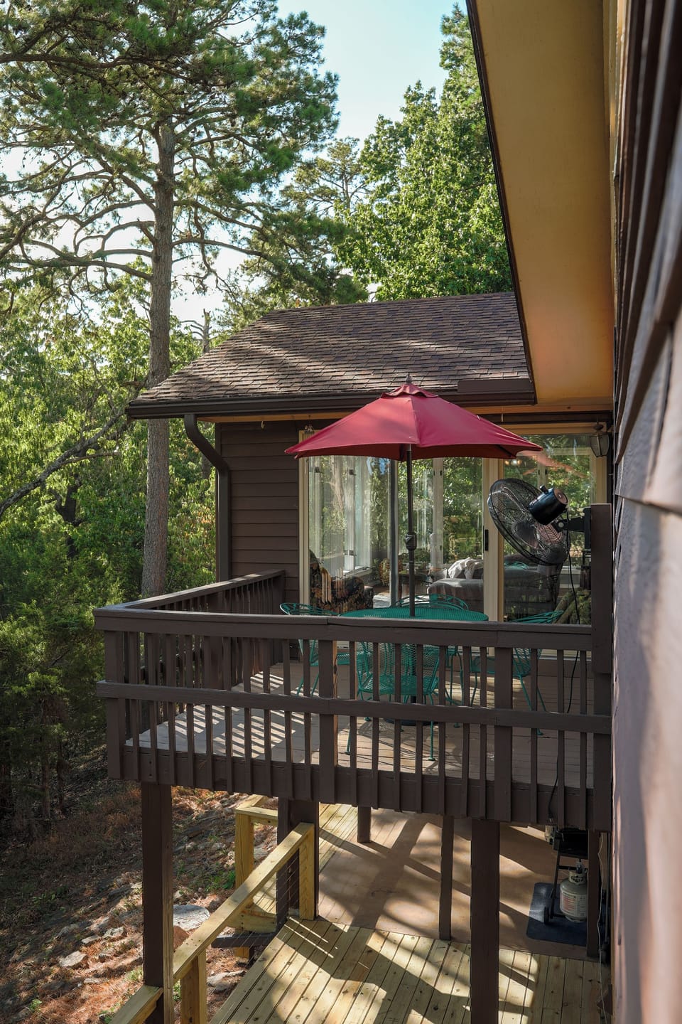 Deck off of sunroom. 