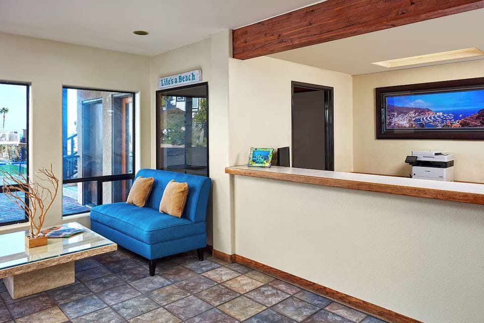 Settle into a welcoming lounge with breezy coastal vibes.