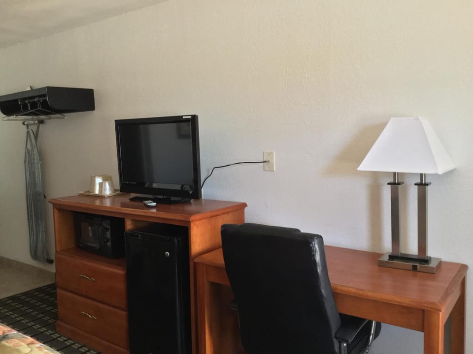 Desk, blackout drapes, iron/ironing board, WiFi (free)