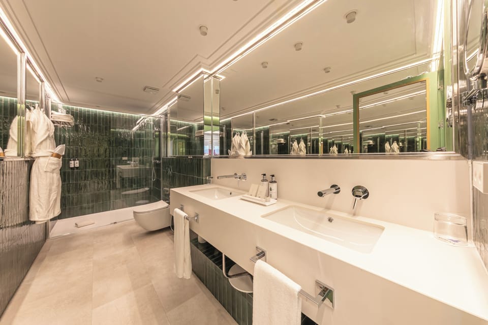Free toiletries, hair dryer, bidet, towels