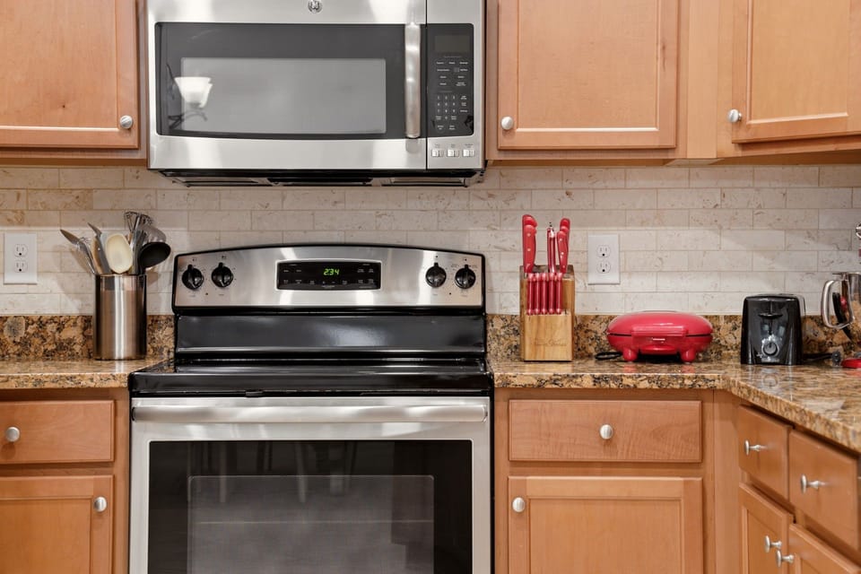 A full range and the small appliances you actually need for real cooking, not just reheating.