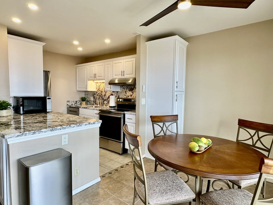 Dining room and kitchen.