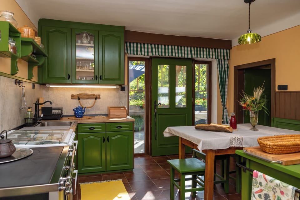 Comfort House, Hill View | Private kitchen | Coffee/tea maker, highchair, mixer, cleaning supplies
