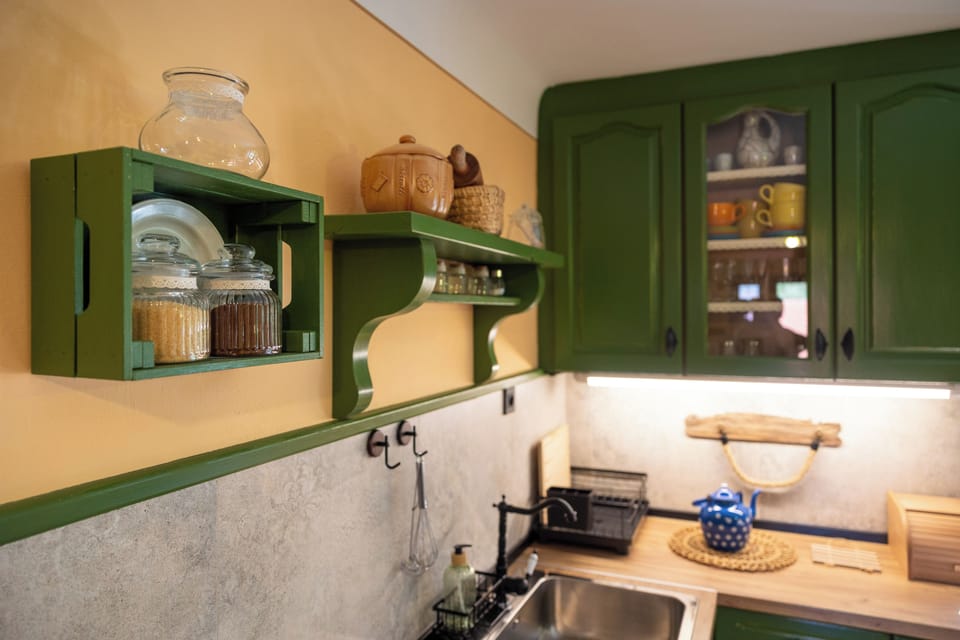 Comfort House, Hill View | Private kitchen | Coffee/tea maker, highchair, mixer, cleaning supplies