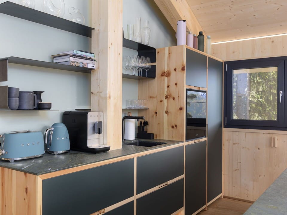 Wood, Interior Design, Kitchen, Ceiling, Room, Cabinetry, Home Appliance, Countertop, Kitchen Appliance, Wood Stain