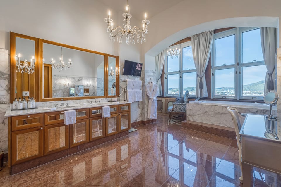 Royal Suite, 1 King Bed, Terrace, City View | Bathroom | Designer toiletries, hair dryer, bathrobes, slippers