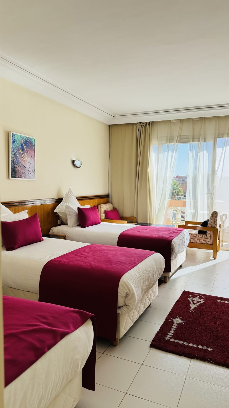 Deluxe Triple Room, Non Smoking, City View | Minibar, in-room safe, desk, blackout drapes