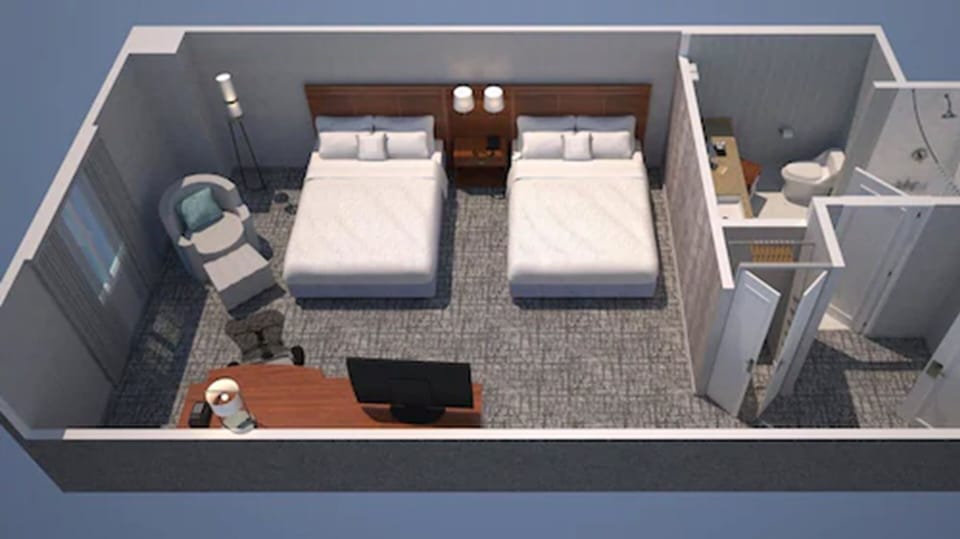 In-room safe, desk, laptop workspace, blackout drapes