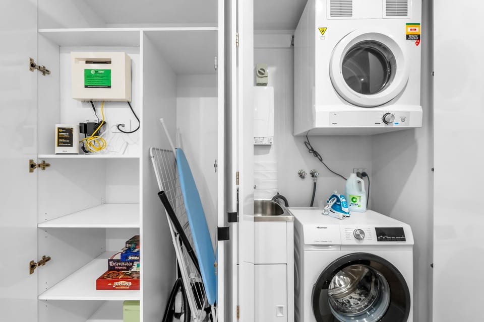 Internal laundry with washer, dryer, ironing facilities and complimentary detergent for longer stays.