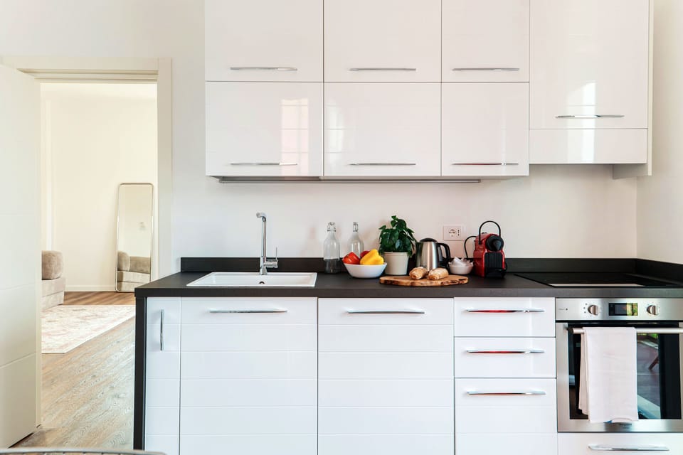 Apartment, Lake View | Private kitchen | Espresso maker, full-size fridge, microwave, oven