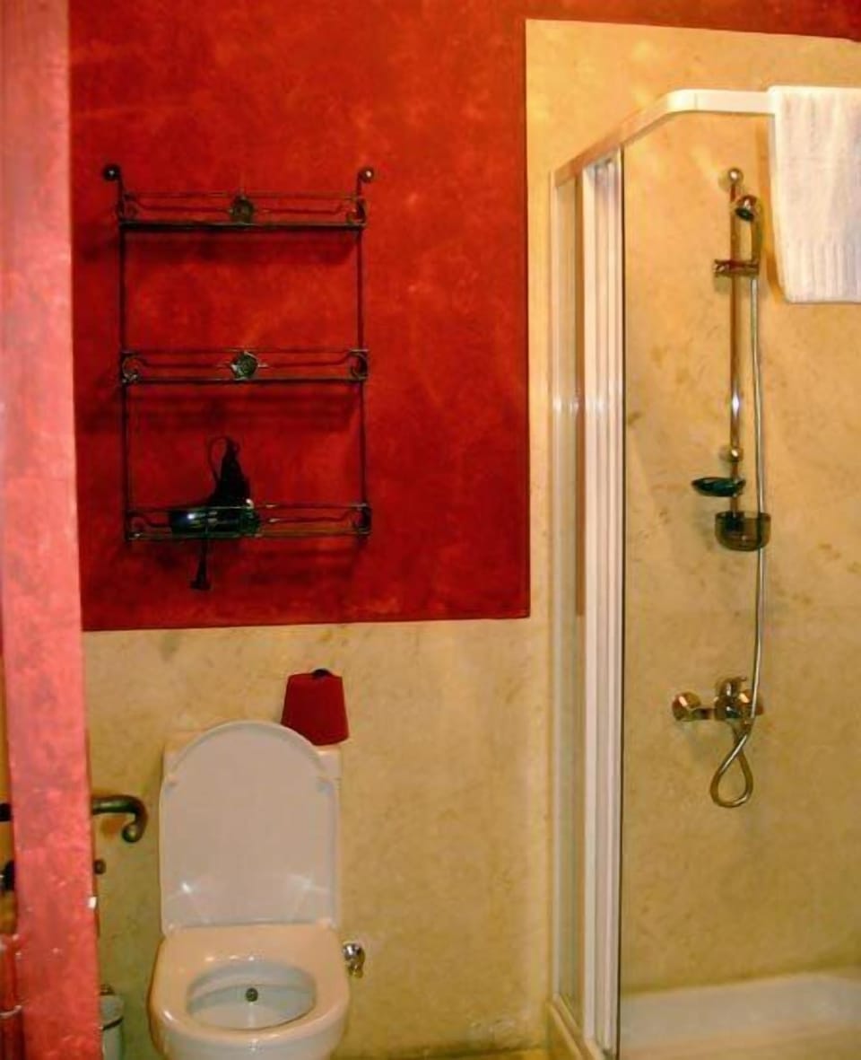 Shower, free toiletries, hair dryer, bathrobes