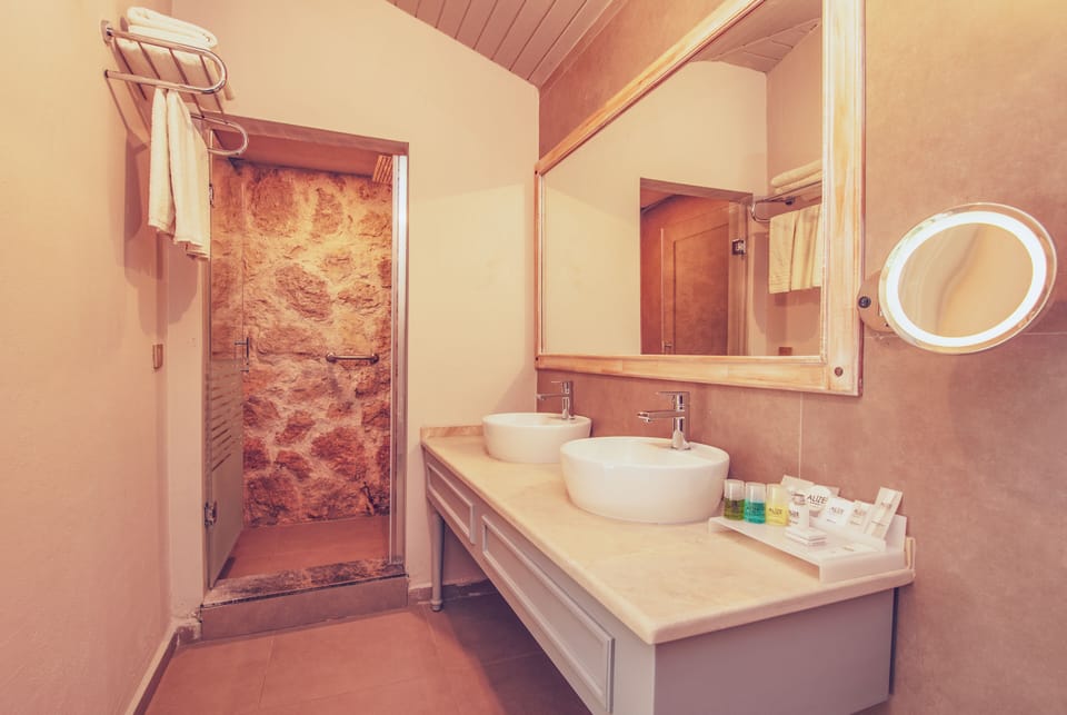 Stone Villa Double | Bathroom | Shower, free toiletries, hair dryer, towels