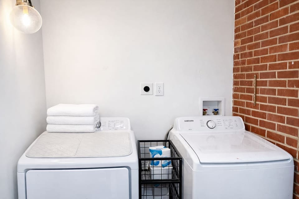 Samsung Washer & dryer available, we also provide laundry detergent.