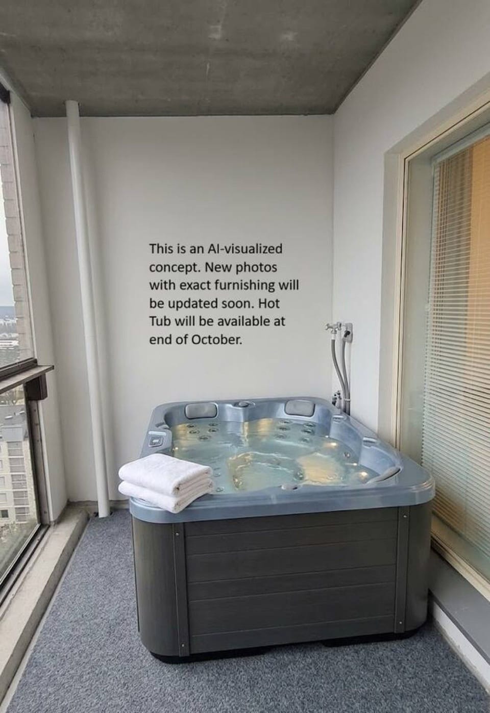 Hot tub will be available end of October 2026.