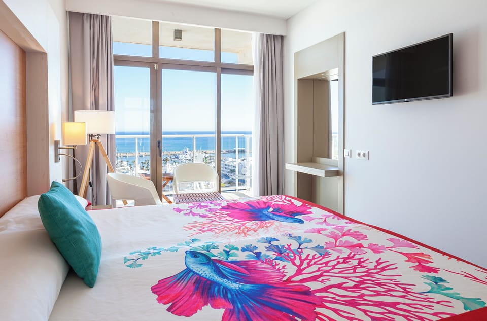 Double Room, Terrace, Sea View | Pillowtop beds, in-room safe, desk, laptop workspace