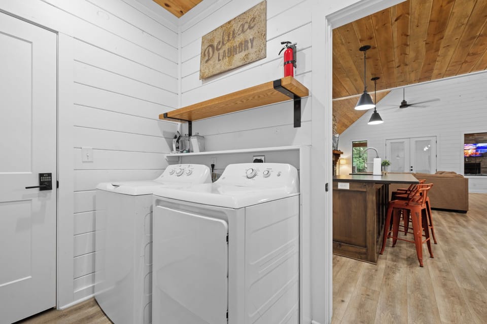 Full size washer and dryer for longer stays.