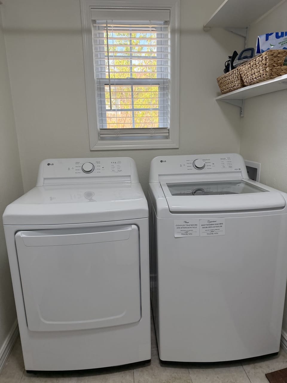 Convenient in-home washer/dryer in a bright, dedicated laundry room