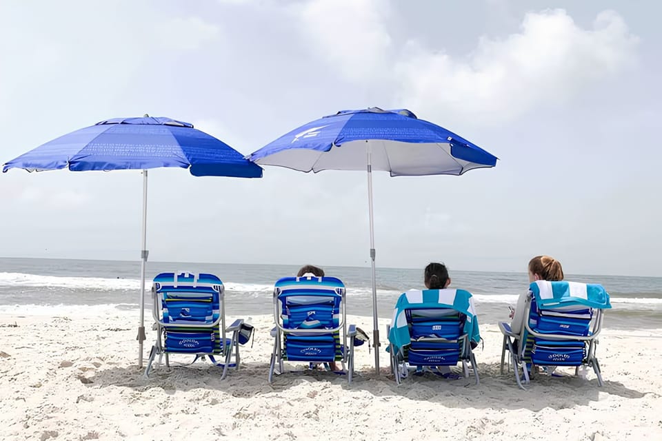 Claim your spot on the sand with beach gear ready by the door.
