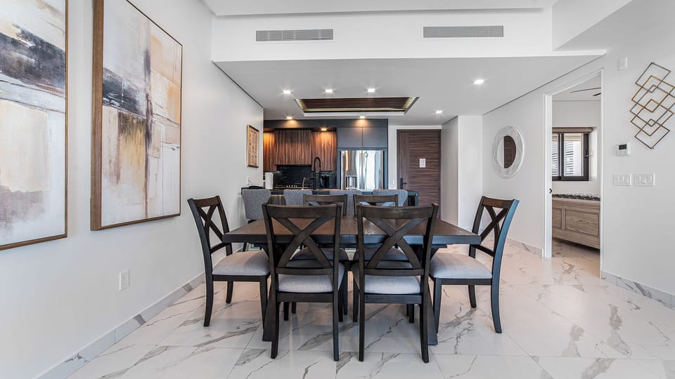 Spacious dining area for shared meals.